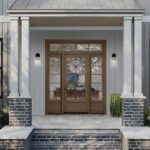 FL1001 entry system in quarter sawn white oak with Grey Mist finish