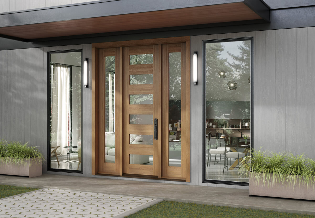 TM6100 entry system in rift sawn white oak with White Haze finish